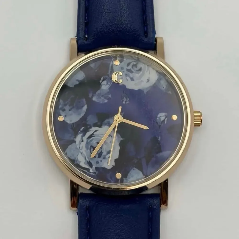 Gold & Blue Floral Charming Charlie Watch